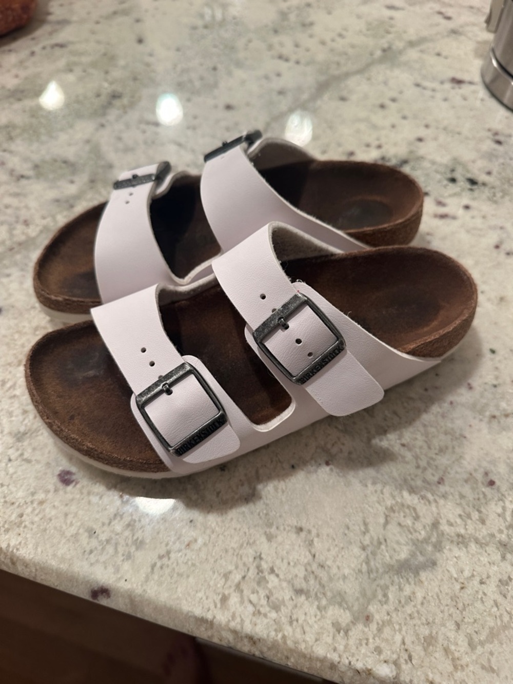 Birkenstock Kids White Double-Buckle Arizona Sandals